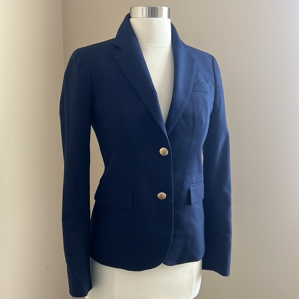 J. Crew Navy Wool Blend Navy Blazer